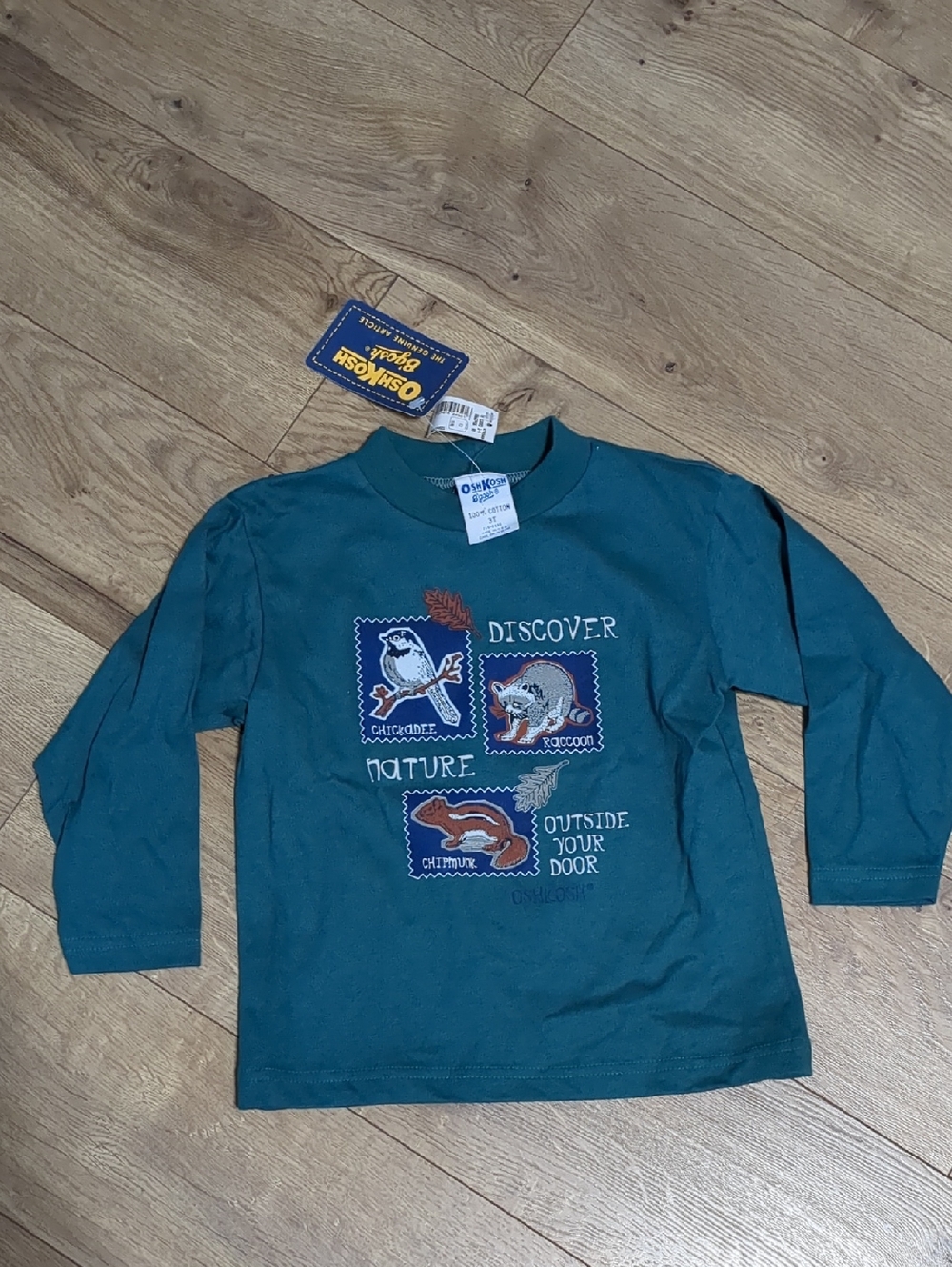 VTG 80s Osh Kosh B'gosh Long Sleeve T-Shirt Kids USA Cotton Size 3T NWT